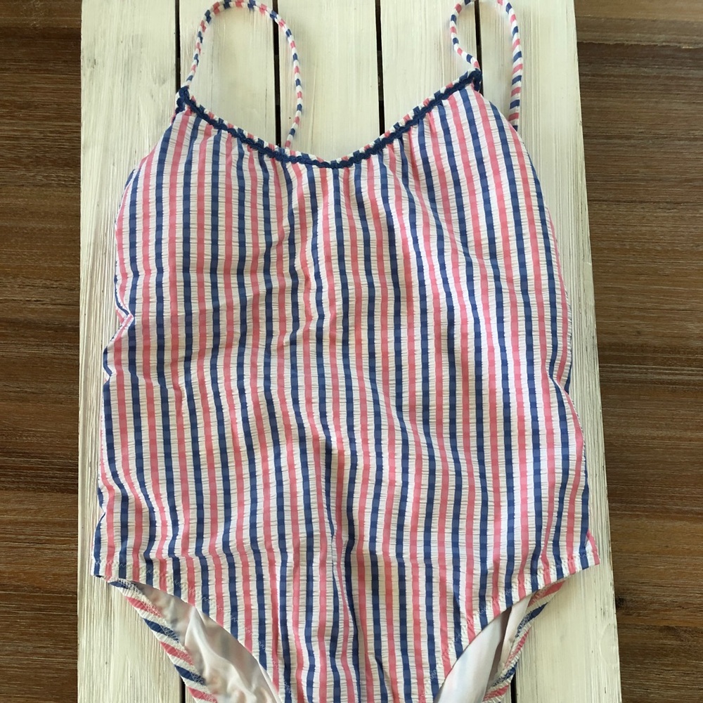 j crew ballet serrsucker happy stripe swimsuit 6